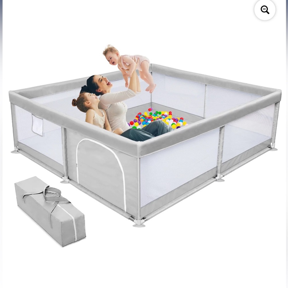 TEAYINGDE Baby Playpen Large Play Yard Fence for Toddlers,47"x47" Gray